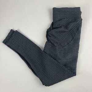 Leggings Womens Large Gray Honeycomb Waffle Pattern Scrunched Booty